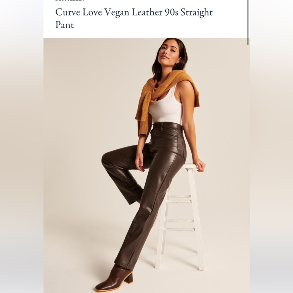 NWT Abercrombie Curve Love Vegan Leather 90s Straight Pant